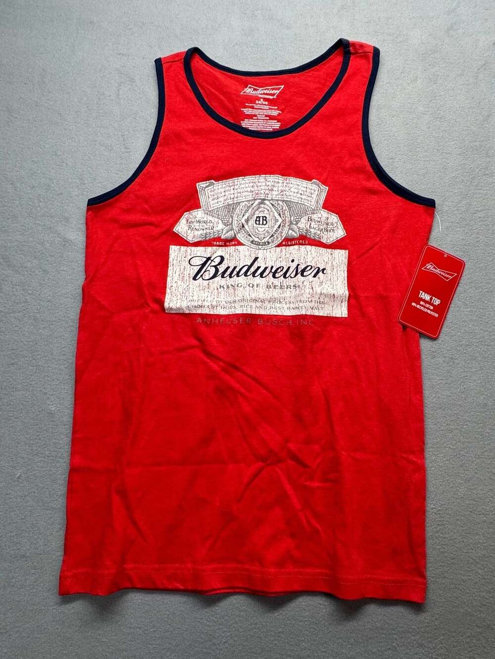 Budweiser Tank Top Size 34/36 Red King Of Beers Graphic